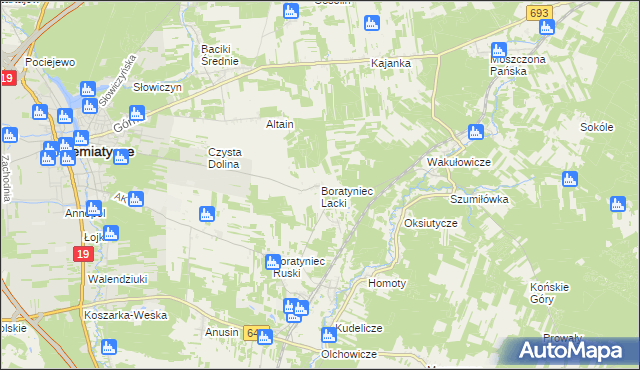 mapa Boratyniec Lacki, Boratyniec Lacki na mapie Targeo