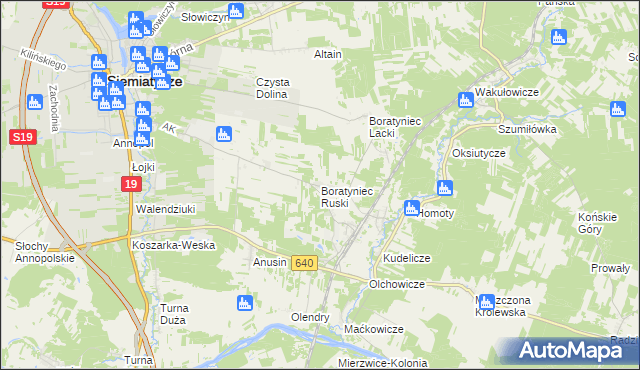 mapa Boratyniec Ruski, Boratyniec Ruski na mapie Targeo