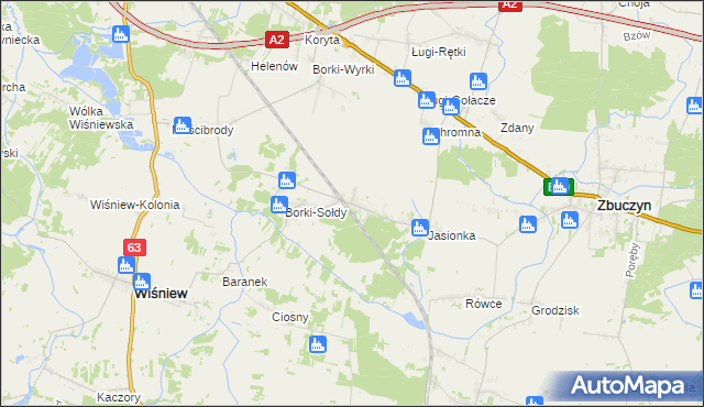 mapa Borki-Kosy, Borki-Kosy na mapie Targeo