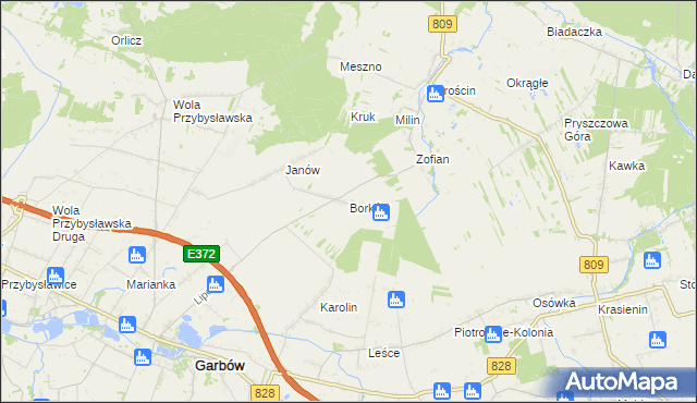 mapa Borków gmina Garbów, Borków gmina Garbów na mapie Targeo