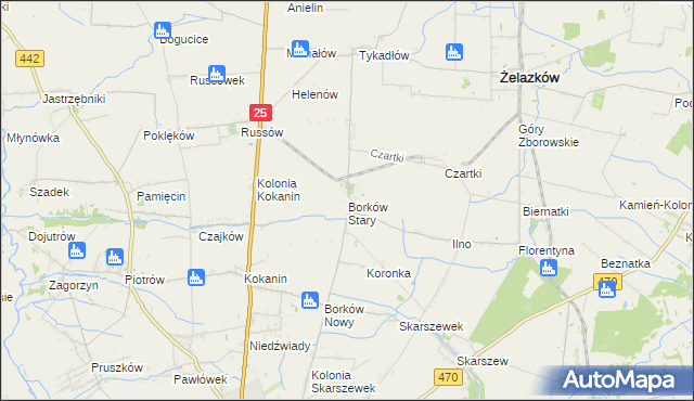 mapa Borków Stary, Borków Stary na mapie Targeo