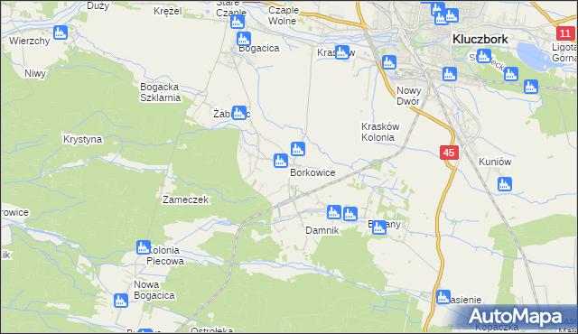 mapa Borkowice gmina Kluczbork, Borkowice gmina Kluczbork na mapie Targeo