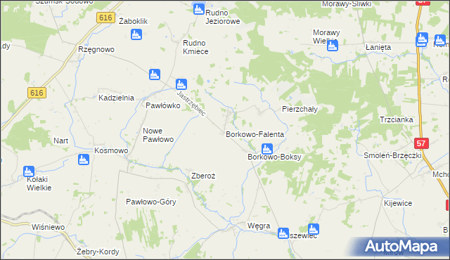 mapa Borkowo-Falenta, Borkowo-Falenta na mapie Targeo