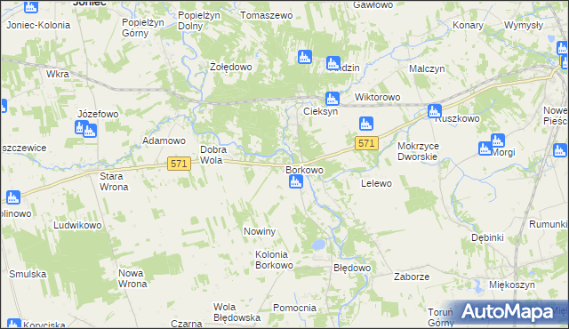 mapa Borkowo gmina Nasielsk, Borkowo gmina Nasielsk na mapie Targeo