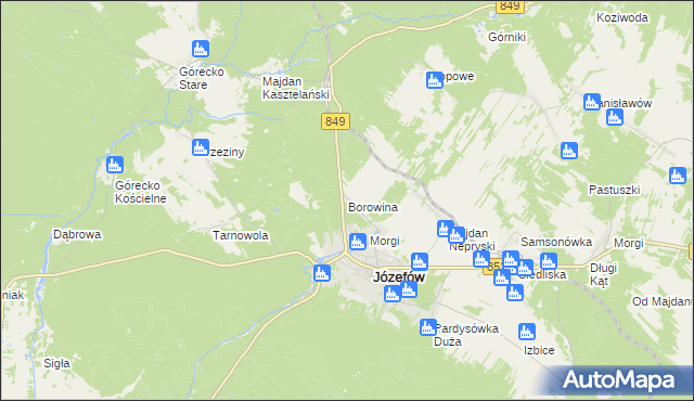 mapa Borowina gmina Józefów, Borowina gmina Józefów na mapie Targeo