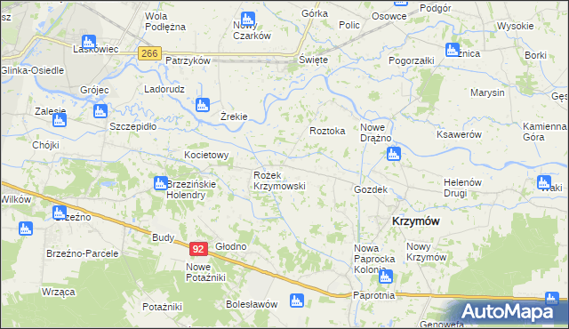mapa Borowo gmina Krzymów, Borowo gmina Krzymów na mapie Targeo