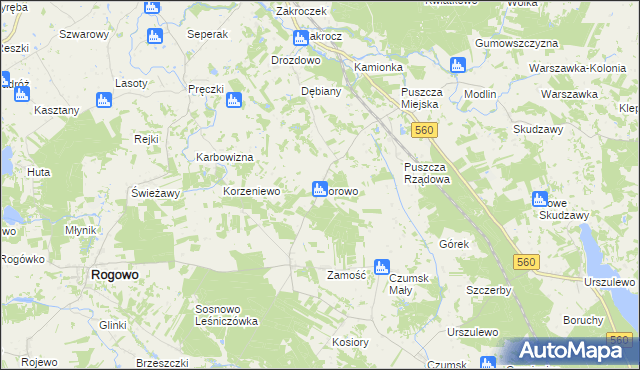 mapa Borowo gmina Rogowo, Borowo gmina Rogowo na mapie Targeo