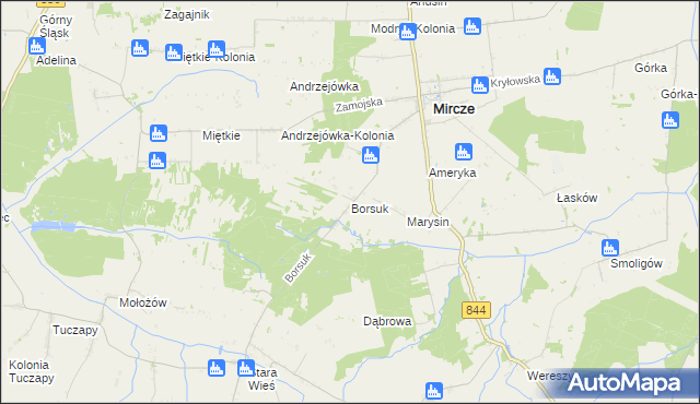 mapa Borsuk gmina Mircze, Borsuk gmina Mircze na mapie Targeo