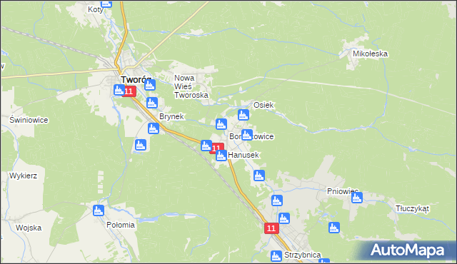 mapa Boruszowice, Boruszowice na mapie Targeo