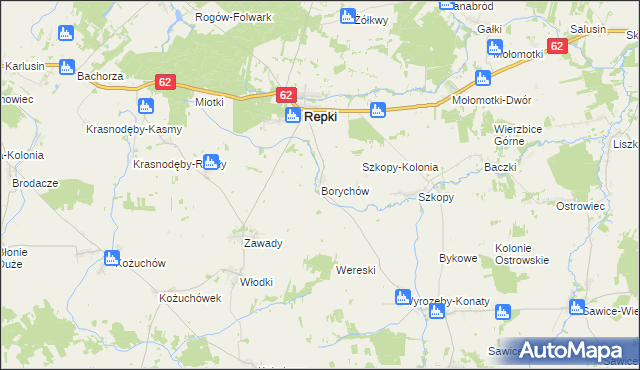 mapa Borychów, Borychów na mapie Targeo