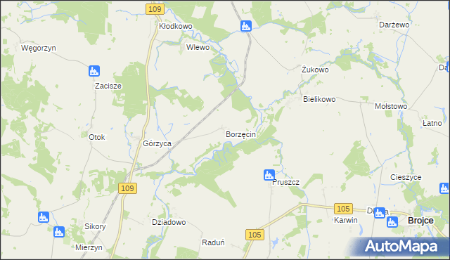 mapa Borzęcin gmina Gryfice, Borzęcin gmina Gryfice na mapie Targeo