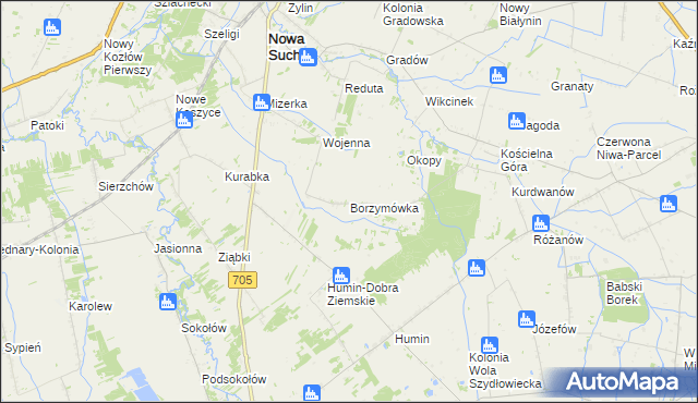 mapa Borzymówka, Borzymówka na mapie Targeo