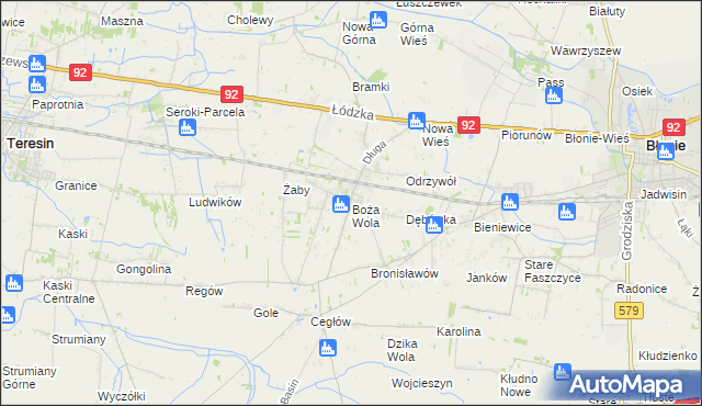 mapa Boża Wola gmina Baranów, Boża Wola gmina Baranów na mapie Targeo