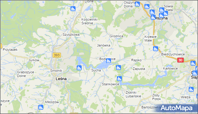 mapa Bożkowice, Bożkowice na mapie Targeo