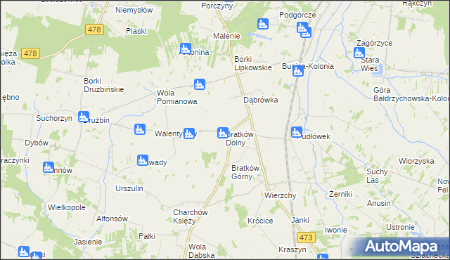 mapa Bratków Dolny, Bratków Dolny na mapie Targeo