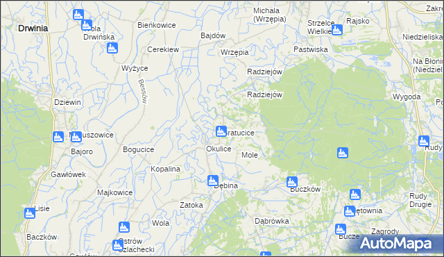 mapa Bratucice, Bratucice na mapie Targeo