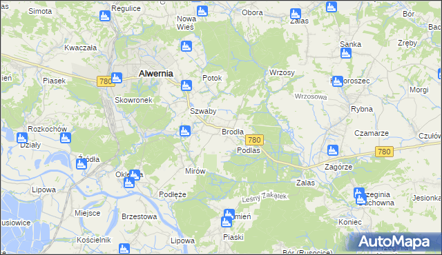 mapa Brodła, Brodła na mapie Targeo
