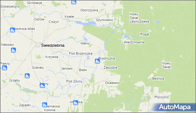 mapa Brodniczka gmina Świedziebnia, Brodniczka gmina Świedziebnia na mapie Targeo
