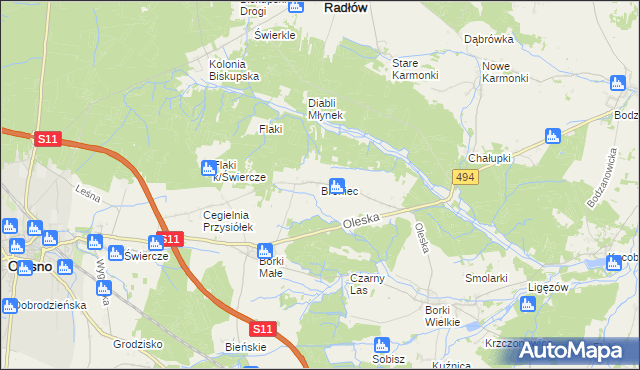 mapa Broniec, Broniec na mapie Targeo