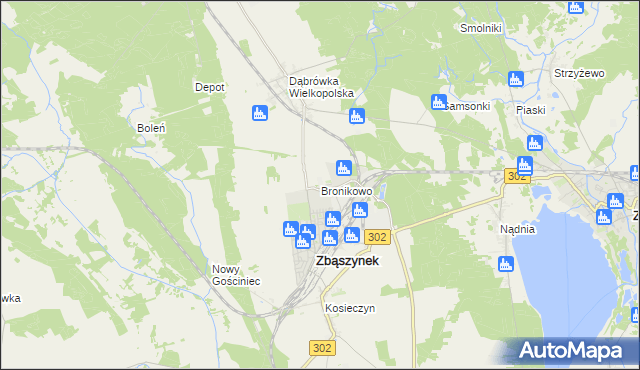 mapa Bronikowo gmina Zbąszynek, Bronikowo gmina Zbąszynek na mapie Targeo