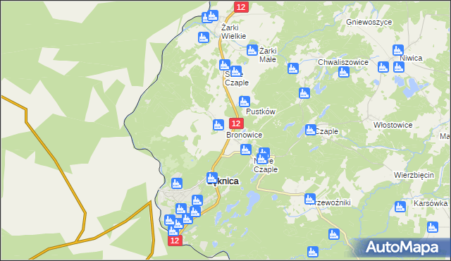 mapa Bronowice gmina Trzebiel, Bronowice gmina Trzebiel na mapie Targeo