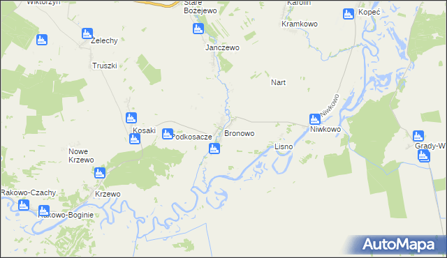 mapa Bronowo gmina Wizna, Bronowo gmina Wizna na mapie Targeo