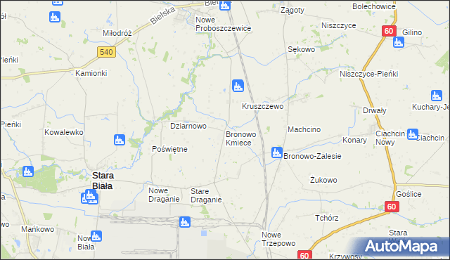 mapa Bronowo Kmiece, Bronowo Kmiece na mapie Targeo