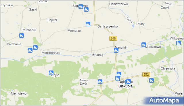 mapa Brudnia, Brudnia na mapie Targeo