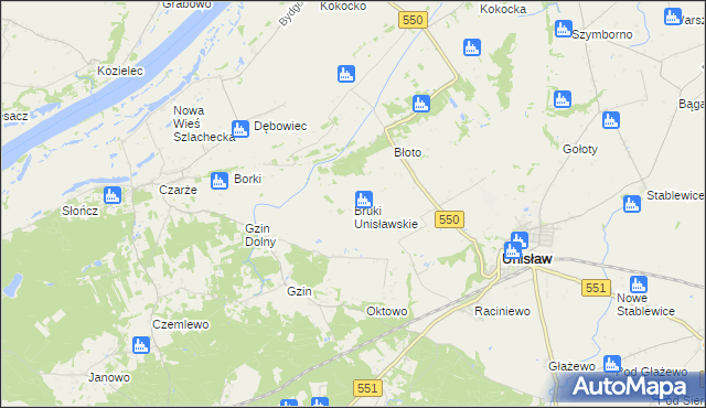 mapa Bruki Unisławskie, Bruki Unisławskie na mapie Targeo