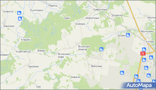 mapa Bruskowo Wielkie, Bruskowo Wielkie na mapie Targeo
