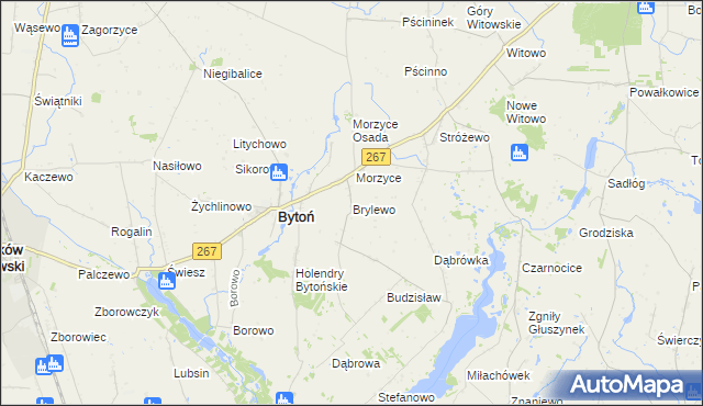mapa Brylewo gmina Bytoń, Brylewo gmina Bytoń na mapie Targeo