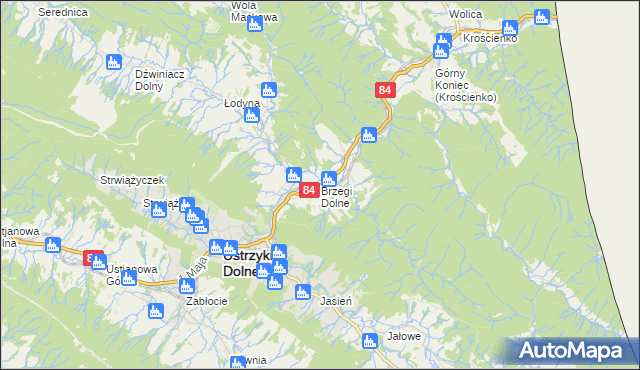 mapa Brzegi Dolne, Brzegi Dolne na mapie Targeo