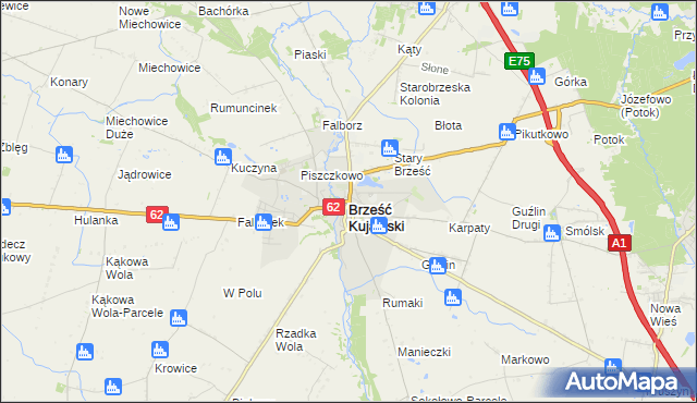 mapa Brześć Kujawski, Brześć Kujawski na mapie Targeo