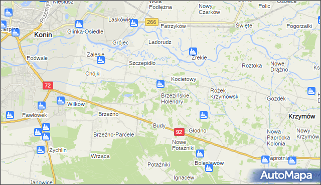 mapa Brzezińskie Holendry, Brzezińskie Holendry na mapie Targeo