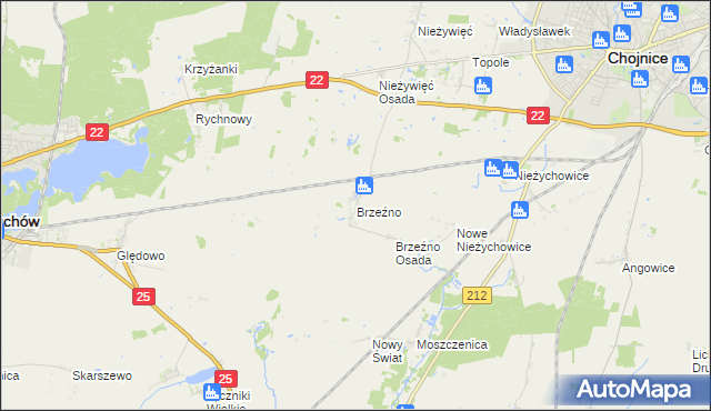 mapa Brzeźno gmina Człuchów, Brzeźno gmina Człuchów na mapie Targeo
