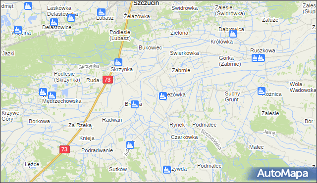 mapa Brzezówka gmina Szczucin, Brzezówka gmina Szczucin na mapie Targeo