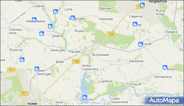 mapa Brzostowiec, Brzostowiec na mapie Targeo