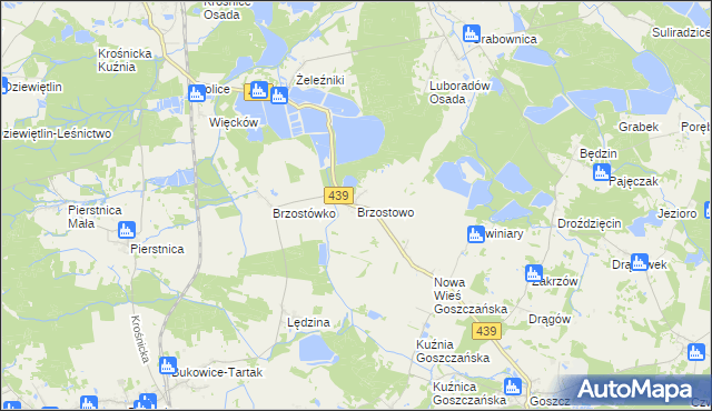 mapa Brzostowo gmina Krośnice, Brzostowo gmina Krośnice na mapie Targeo