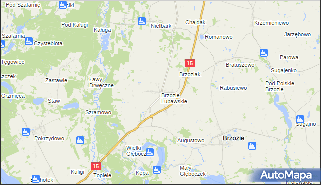 mapa Brzozie Lubawskie, Brzozie Lubawskie na mapie Targeo