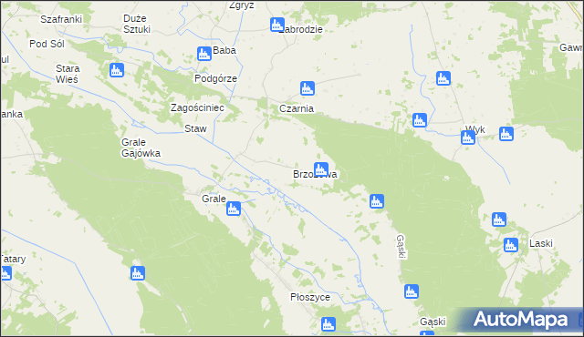 mapa Brzozowa gmina Kadzidło, Brzozowa gmina Kadzidło na mapie Targeo