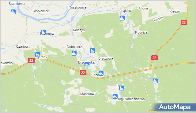 mapa Brzozowa gmina Krzeszyce, Brzozowa gmina Krzeszyce na mapie Targeo