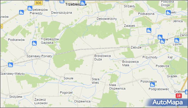 mapa Brzozowica Duża, Brzozowica Duża na mapie Targeo