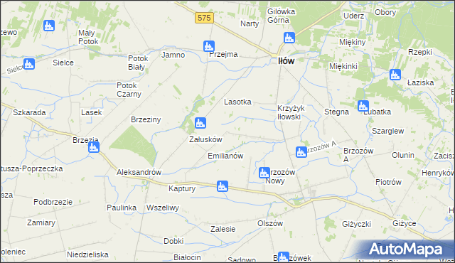 mapa Brzozowiec gmina Iłów, Brzozowiec gmina Iłów na mapie Targeo