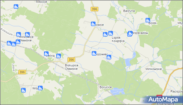 mapa Brzozowiec gmina Namysłów, Brzozowiec gmina Namysłów na mapie Targeo