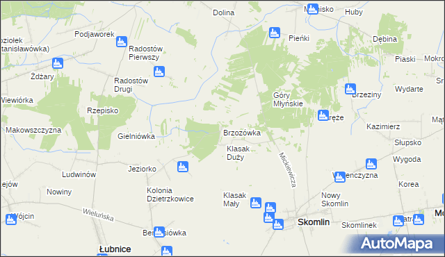 mapa Brzozówka gmina Łubnice, Brzozówka gmina Łubnice na mapie Targeo