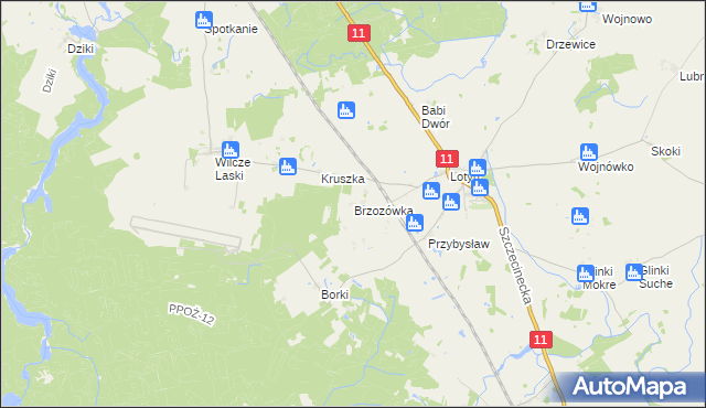 mapa Brzozówka gmina Okonek, Brzozówka gmina Okonek na mapie Targeo