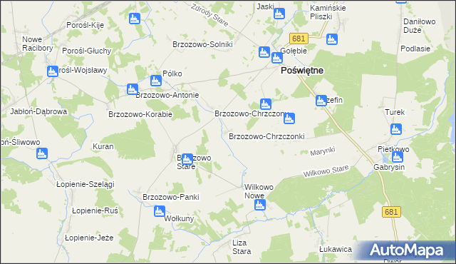 mapa Brzozowo-Chrzczonki, Brzozowo-Chrzczonki na mapie Targeo