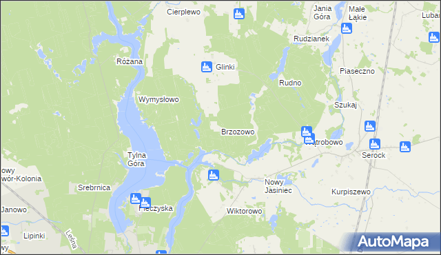 mapa Brzozowo gmina Koronowo, Brzozowo gmina Koronowo na mapie Targeo