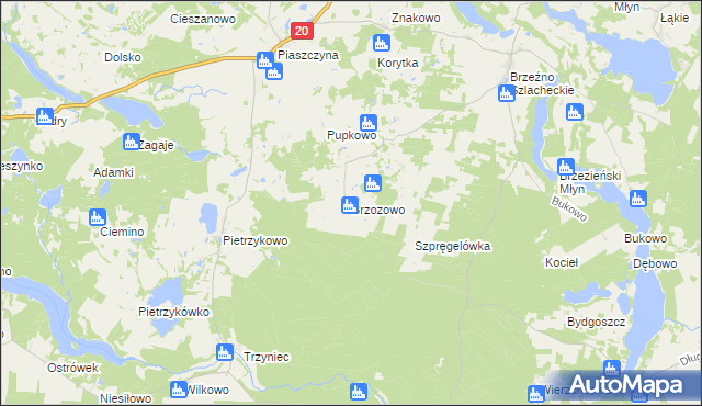 mapa Brzozowo gmina Lipnica, Brzozowo gmina Lipnica na mapie Targeo