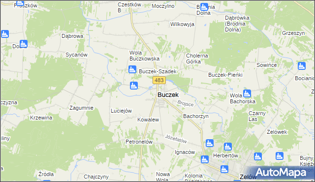 mapa Buczek powiat łaski, Buczek powiat łaski na mapie Targeo